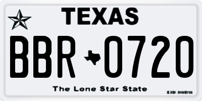 TX license plate BBR0720