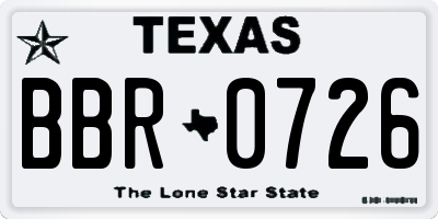 TX license plate BBR0726