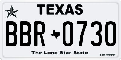 TX license plate BBR0730