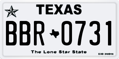 TX license plate BBR0731