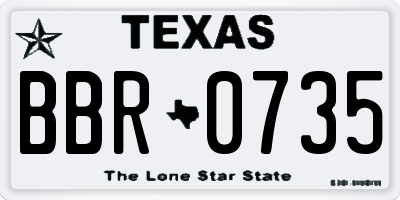 TX license plate BBR0735