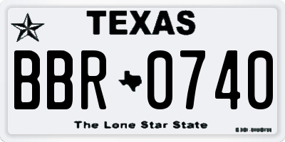 TX license plate BBR0740