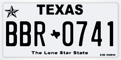 TX license plate BBR0741