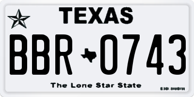 TX license plate BBR0743