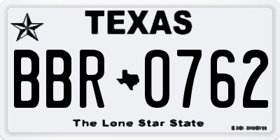 TX license plate BBR0762