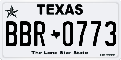 TX license plate BBR0773