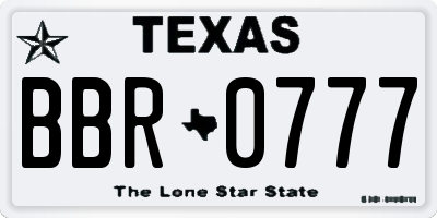 TX license plate BBR0777