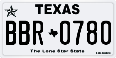 TX license plate BBR0780