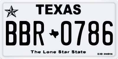 TX license plate BBR0786