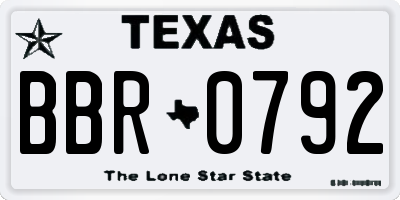 TX license plate BBR0792