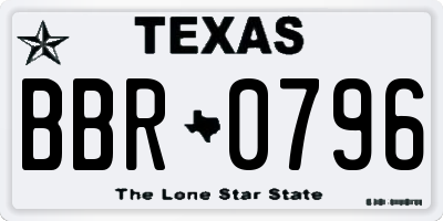 TX license plate BBR0796