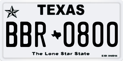 TX license plate BBR0800