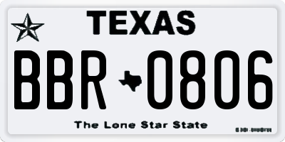 TX license plate BBR0806