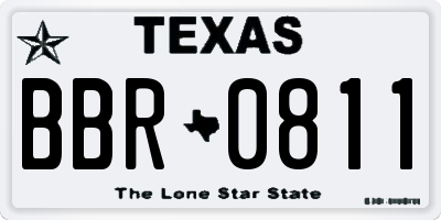 TX license plate BBR0811
