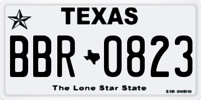 TX license plate BBR0823