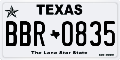TX license plate BBR0835
