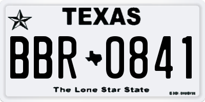 TX license plate BBR0841
