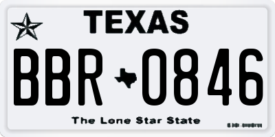 TX license plate BBR0846