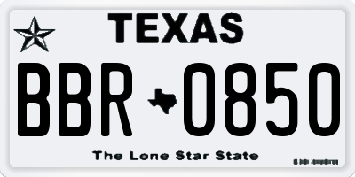 TX license plate BBR0850