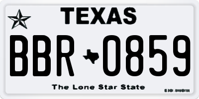 TX license plate BBR0859