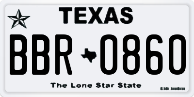 TX license plate BBR0860