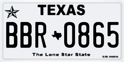 TX license plate BBR0865
