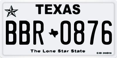 TX license plate BBR0876