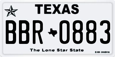 TX license plate BBR0883