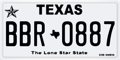 TX license plate BBR0887