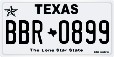 TX license plate BBR0899