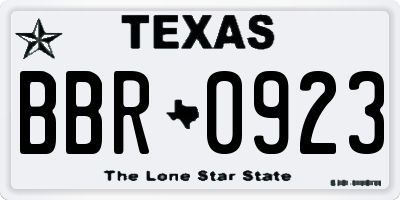 TX license plate BBR0923