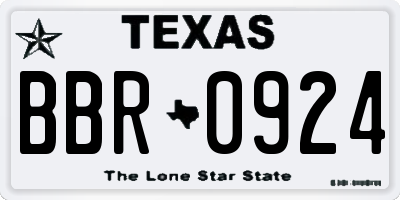 TX license plate BBR0924
