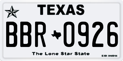 TX license plate BBR0926