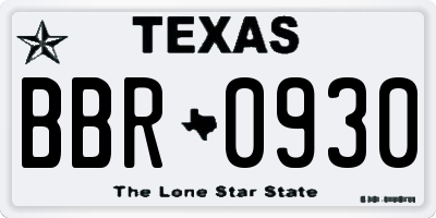 TX license plate BBR0930