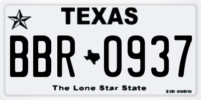 TX license plate BBR0937