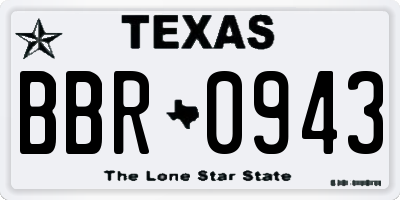 TX license plate BBR0943