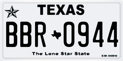 TX license plate BBR0944