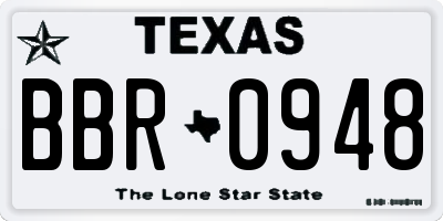 TX license plate BBR0948