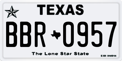 TX license plate BBR0957