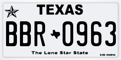 TX license plate BBR0963
