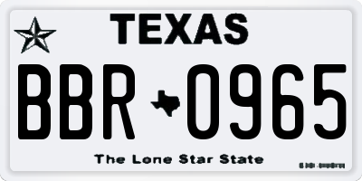 TX license plate BBR0965