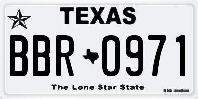 TX license plate BBR0971