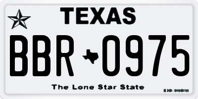 TX license plate BBR0975