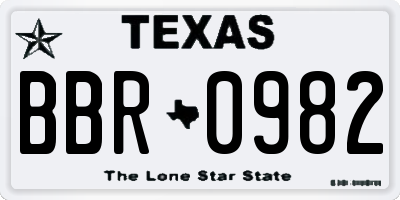 TX license plate BBR0982