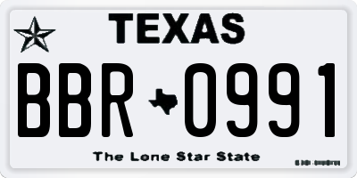 TX license plate BBR0991