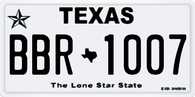 TX license plate BBR1007