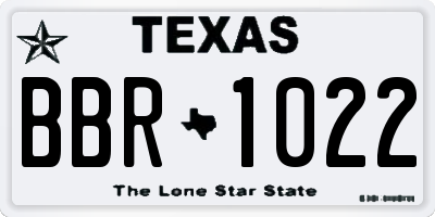 TX license plate BBR1022