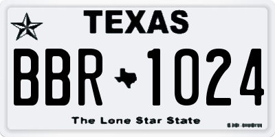 TX license plate BBR1024