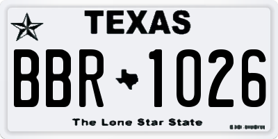 TX license plate BBR1026