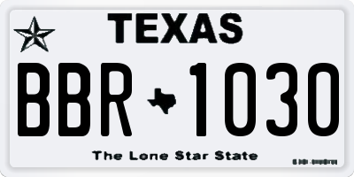 TX license plate BBR1030